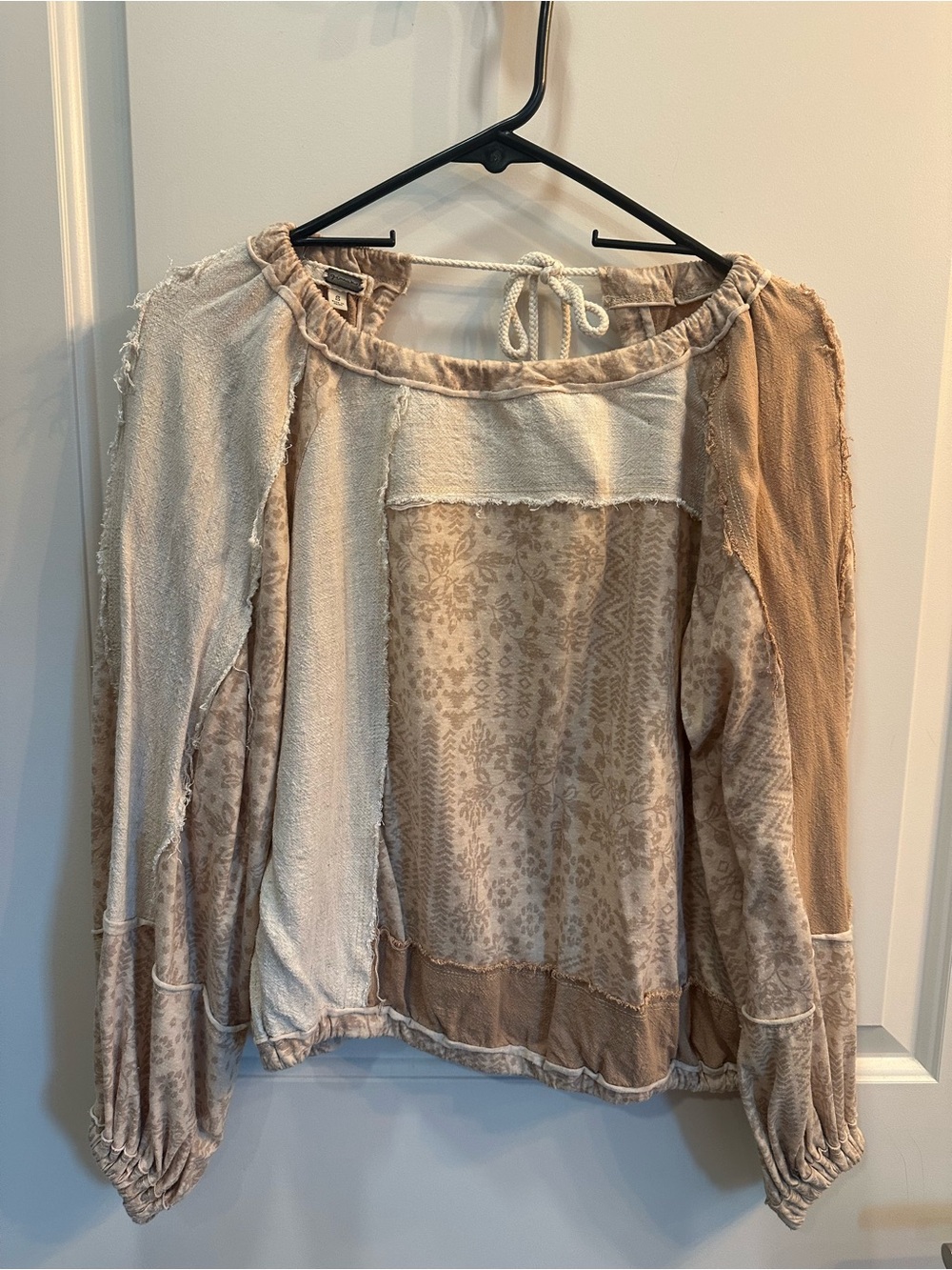 gimmicks by BKE Beige and Cream Patchwork Peasant Tunic